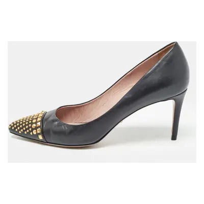 Gucci Black Leather Studded Coline Pumps Size 40.5