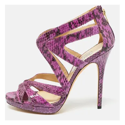 Jimmy Choo Purple Watersnake Platform Sandals Size