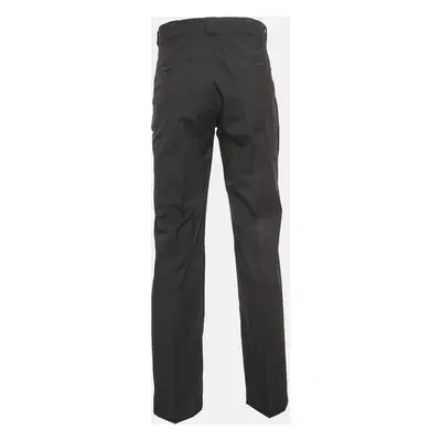 Prada Grey Wool Buttoned Formal Trousers