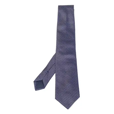 Boss By Hugo Boss Navy Blue Striped Silk Narrow Tie