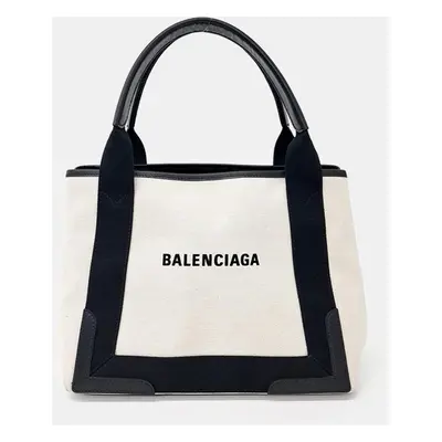 Balenciaga Cream Canvas Small Cabas Tote Bag