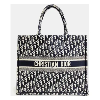 Christian Dior Navy Blue Canvas Oblique Book Tote Bag