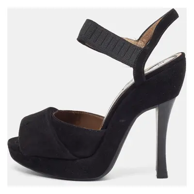 Marni Black Suede Platform Ankle Strap Sandals Size