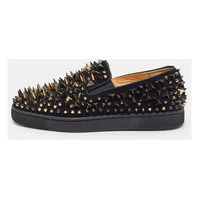 Christian Louboutin Black Suede Spike Loafers Size