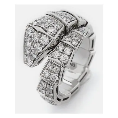 Bvlgari Serpenti Viper Diamonds 18k White Gold Ring Size