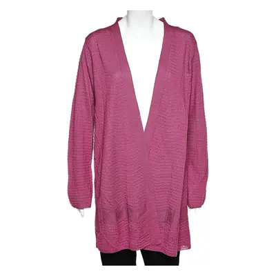 M Missoni Purple Patterned Knit Open Front Cardigan