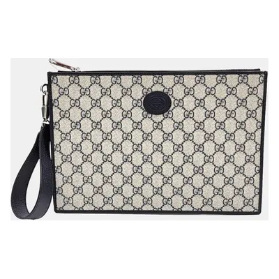 Gucci Beige GG Supreme Horsebit Pouch