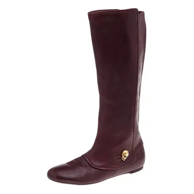 Alexander McQueen Brown Leather Knee Length Boots Size