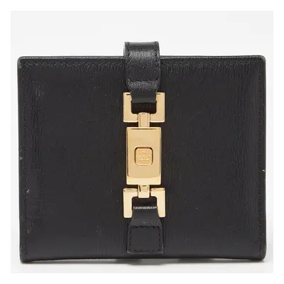 Gucci Black Leather Jackie Compact Wallet