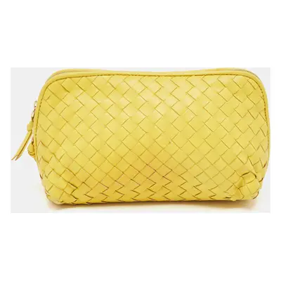 Bottega Veneta Yellow Leather Zip Pouch