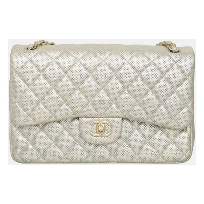 Chanel Metallic Perforated Jumbo Classic Double Flap Bag