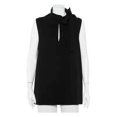 Joseph Black Crepe Neck Tie Detail Sleeveless Noon Top