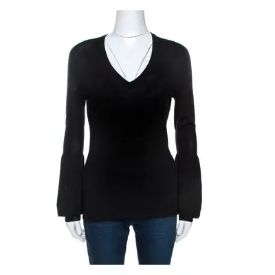 Celine Black Cashmere Knit Long Sleeve Top