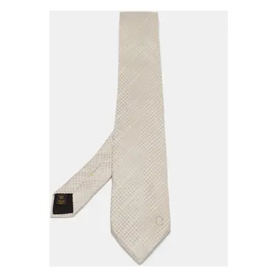 Louis Vuitton Grey Petit Damier Pattern Silk Tie