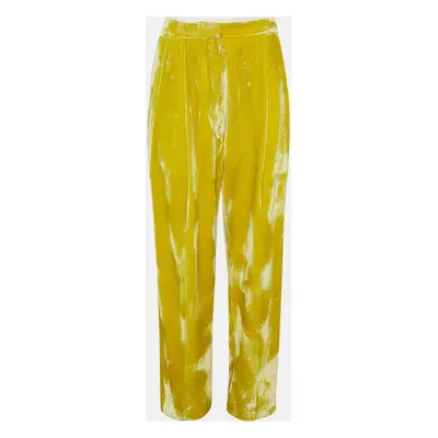 Celine Yellow Velvet Wide-leg Pants