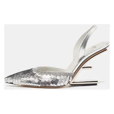 Fendi Silver Leather and Sequins Fendi First Pumps Size