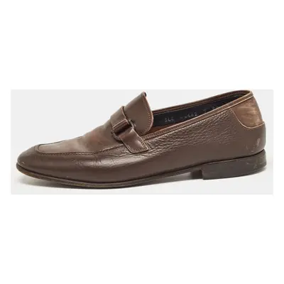 Salvatore Ferragamo Brown Leather Slip On Loafers Size