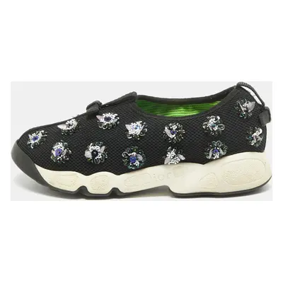 Dior Black Embellished Mesh Fusion Sneakers Size 35.5