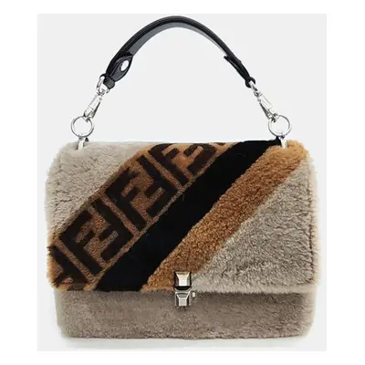 Fendi Multicolor Shearling Kan Crossbody Bag