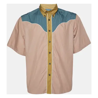 Prada Pink Cotton Paneled Button Front Shirt