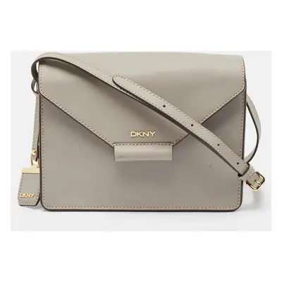 DKNY Grey Leather Bryant Park Edge Flap Crossbody Bag