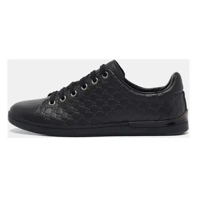 Gucci Black Microguccissima Leather Low Top Sneakers Size 35.5