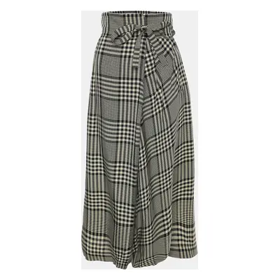 Chloe Monochrome Checkered Viscose Tie Midi Skirt