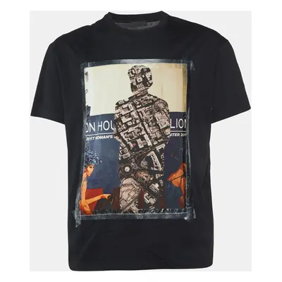 Prada Black Printed Cotton Short Sleeve T-Shirt