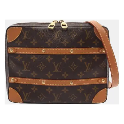 Louis Vuitton Coated Canvas Leather Brown Soft Trunk PM Monogram Shoulder Bag