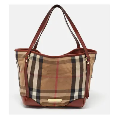 Burberry Brown/Beige House Check Canvas and Leather Canterbury Tote