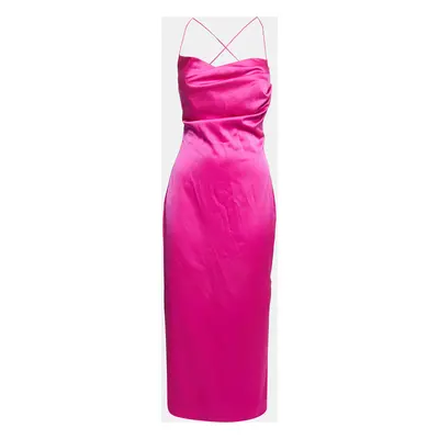 Rasario Pink Crepe Cowl Neck Strappy Maxi Dress