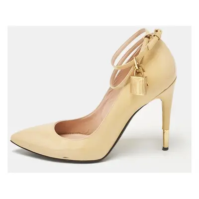 Tom Ford Beige Patent Leather Padlock Pumps Size 39.5