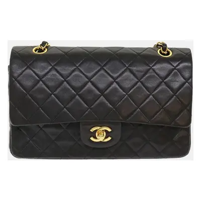 Chanel Black Leather Classic Double Flap Shoulder Bag