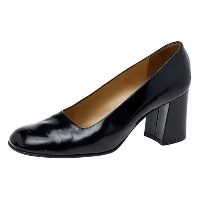 Gucci Black Leather Block Heel Pumps Size