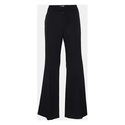 Chloe Black Wool Striped Flared Trousers