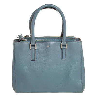 Anya Hindmarch Stone Blue Leather Double Zip Tote