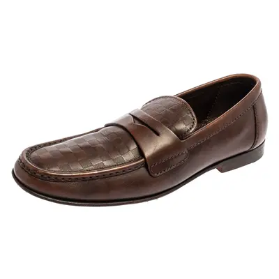 Louis Vuitton Brown Damier Embossed Leather Sorbonne Slip On Loafers Size