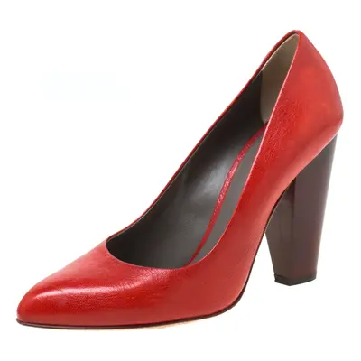 Dolce & Gabbana Red Leather Block Heel Pumps Size