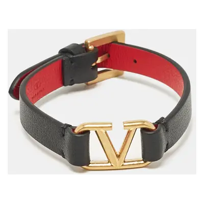 Valentino VLogo Signature Leather Gold Tone Wrap Bracelet