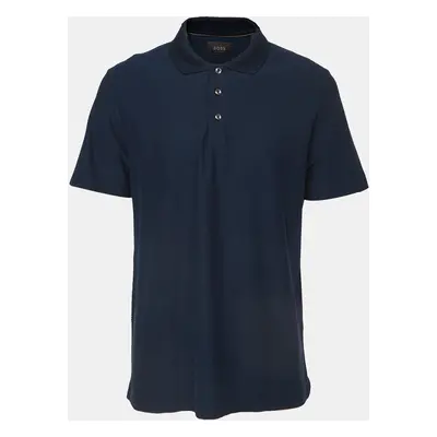 Boss By Hugo Boss Navy Blue Textured Jersey Polo T-Shirt