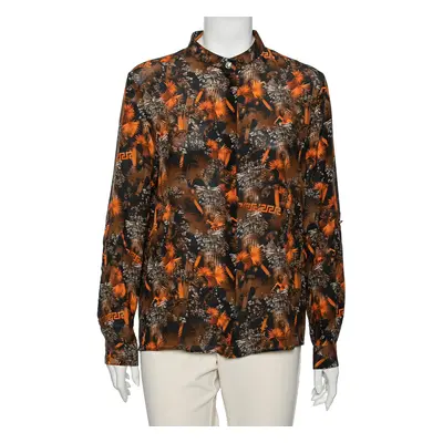 Versus Versace Multicolor Printed Silk Button Front Blouse