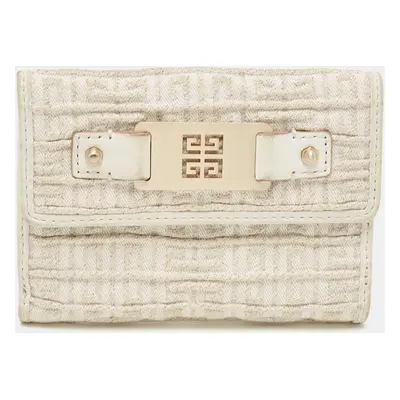 Givenchy Off White/Gold Monogram Canvas Compact Wallet