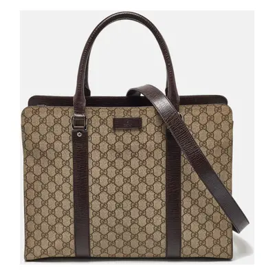 Gucci Beige/Brown GG Supreme Canvas and Leather Tote