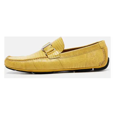 Salvatore Ferragamo Yellow Lizard Sardegna Loafers Size 44.5