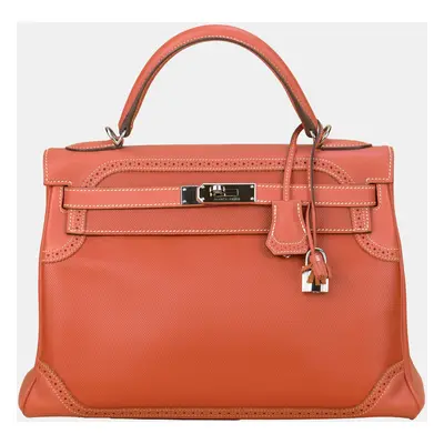 Hermes Sanguine Swift Leather Palladium Hardware Ghillies Retourne Kelly Bag