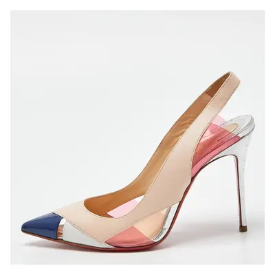 Christian Louboutin Tricolor Leather and Pvc Air Chance Slingback Sandals Size