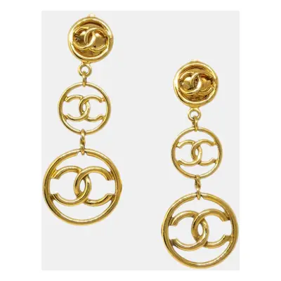 Chanel Gold Dangle Clip-On Earrings