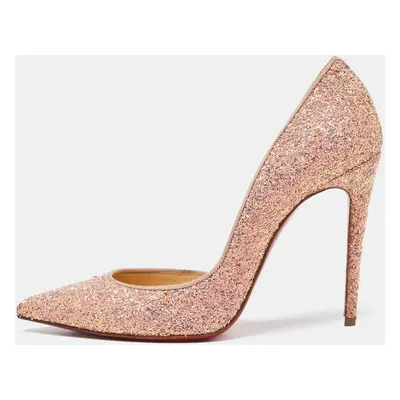 Christian Louboutin Peach Glitter Iriza D'Orsay Pumps Size 36.5