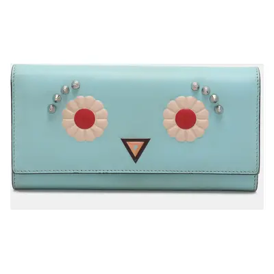 Fendi Blue Leather Embellished Wallet On Chain