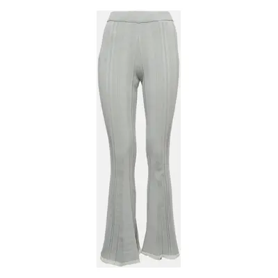 Joseph Light Blue Striped Cotton Knit Flared Pants